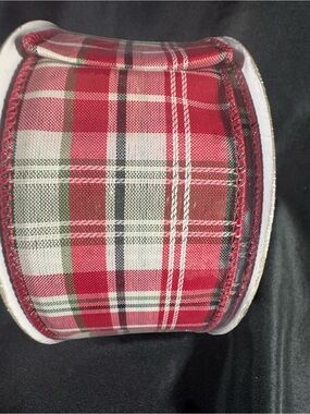 Classic Red Plaid Holiday Ribbon 2.5 in Wired ribbon